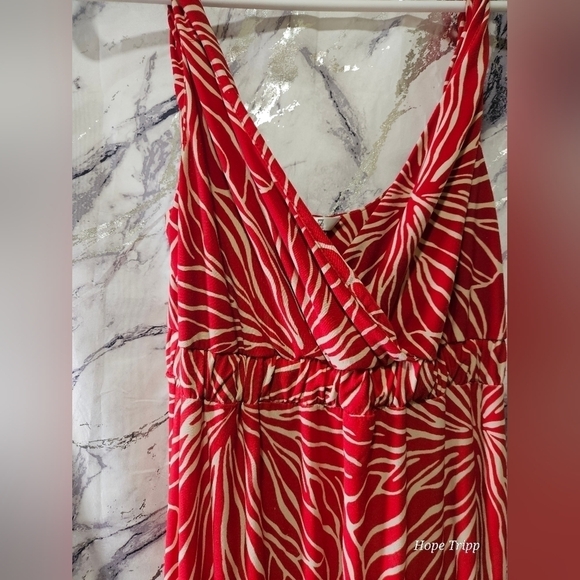Metro 7 Red & off-white Sundress, very stretchy & lightweight, unlined, Sz  S - Picture 4 of 12